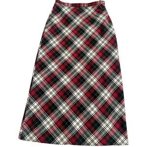 Hanna Andersson Plaid Maxi Skirt Women 10 Made in USA Lined A-Line Holiday